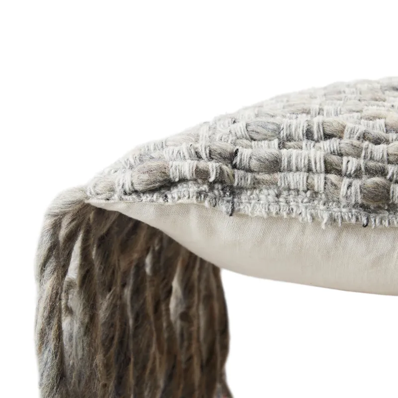 Angora Cilo Textured Light Gray/ Ivory Poly Lumbar Pillow