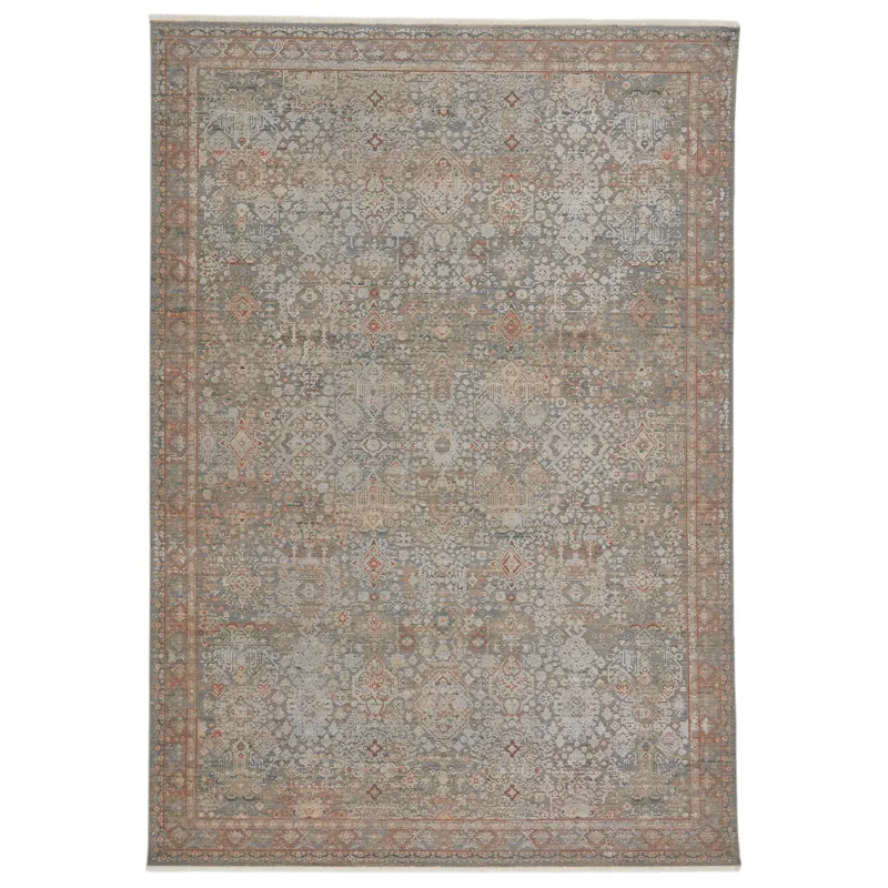 Astaria Hartlin Oriental Blue/ Orange Area Rug (5'X8')