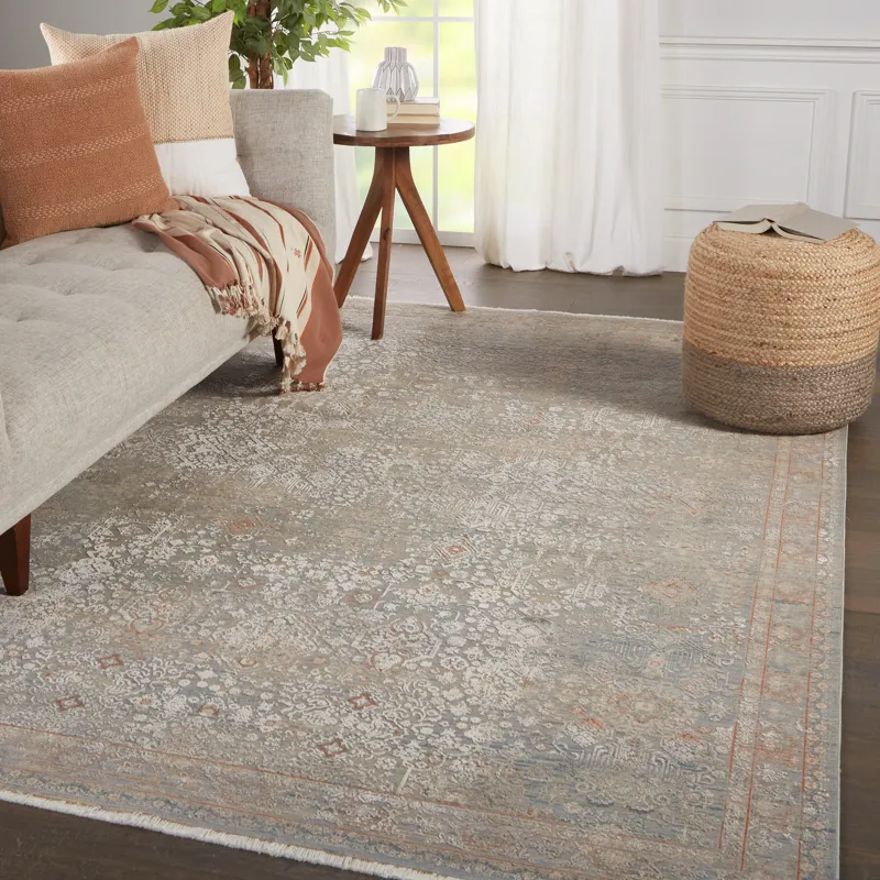 Astaria Hartlin Oriental Blue/ Orange Area Rug (5'X8')
