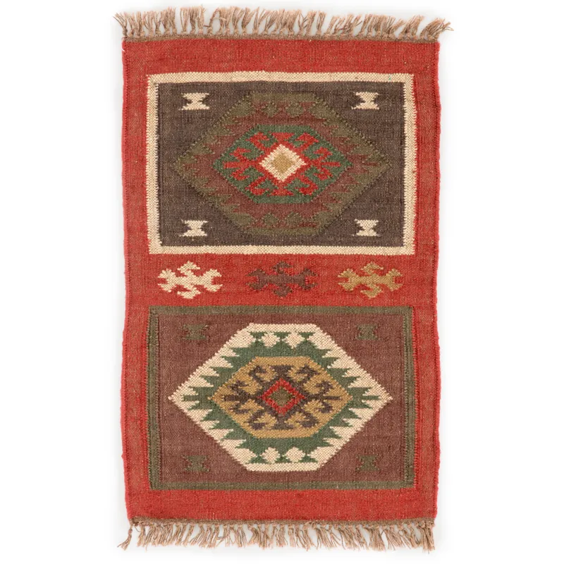 Bedouin Amman Handmade Geometric Red/ Gold Area Rug (2'X3')