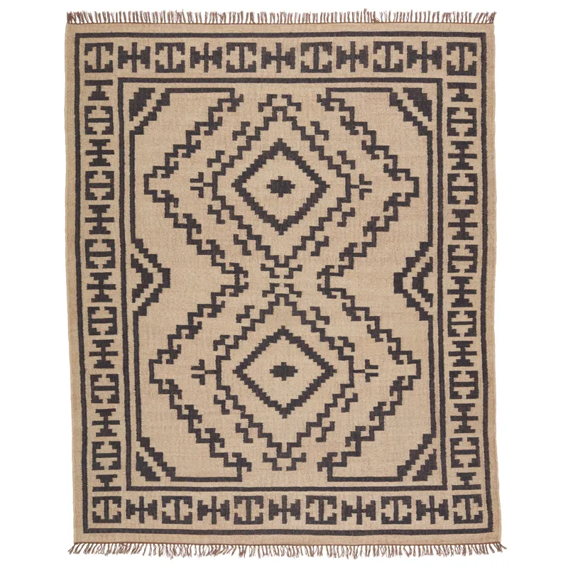 Bedouin Jaima Handmade Tribal Beige/ Black Area Rug (6'X9')