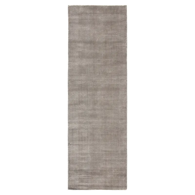 Basis Basis Handmade Solid Gray/ Silver Runner Rug (2'6"X8')
