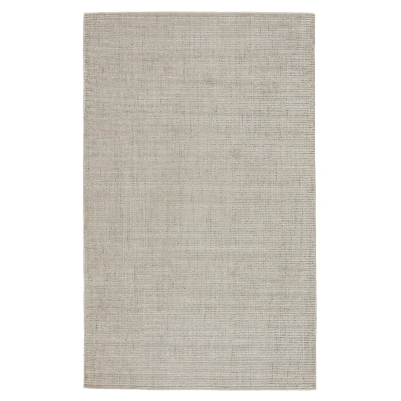 Basis Basis Handmade Solid Ivory/ Gray Area Rug (5'X8')