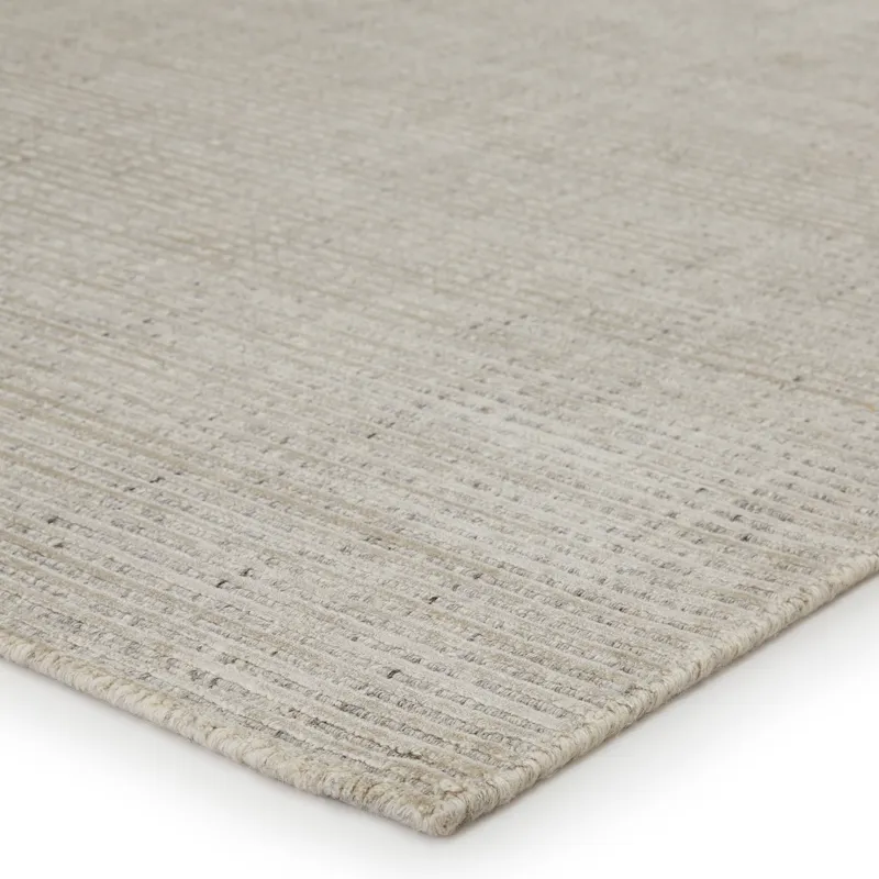 Basis Basis Handmade Solid Ivory/ Gray Area Rug (5'X8')