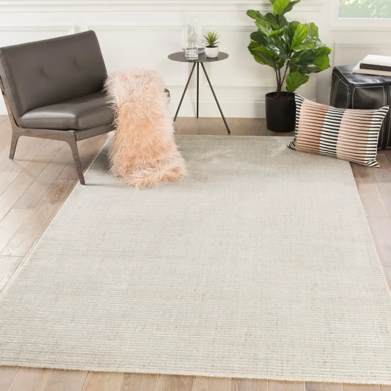 Basis Basis Handmade Solid Ivory/ Gray Area Rug (12'X15')