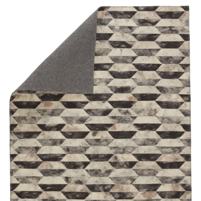 Borderland Candela Handmade Geometric Gray/ Cream Area Rug (5'X8')
