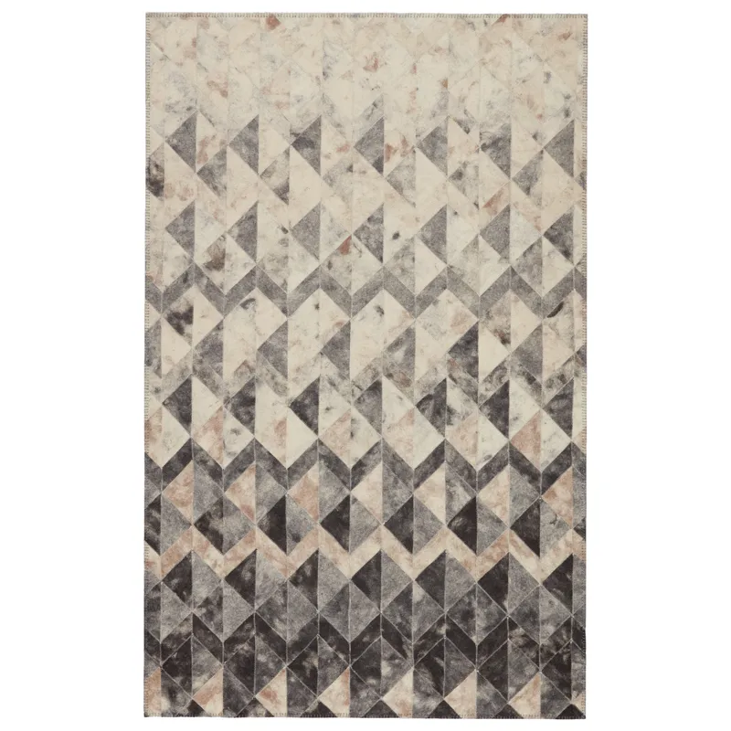 Borderland Carrizo Handmade Geometric Gray/ Cream Area Rug (5'X8')
