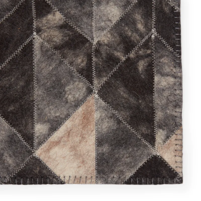 Borderland Carrizo Handmade Geometric Gray/ Cream Area Rug (5'X8')