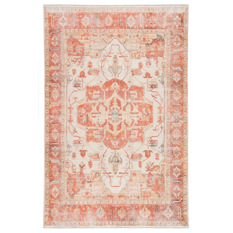Boheme Rhoda Medallion Orange/ Ivory Area Rug (4'X6')