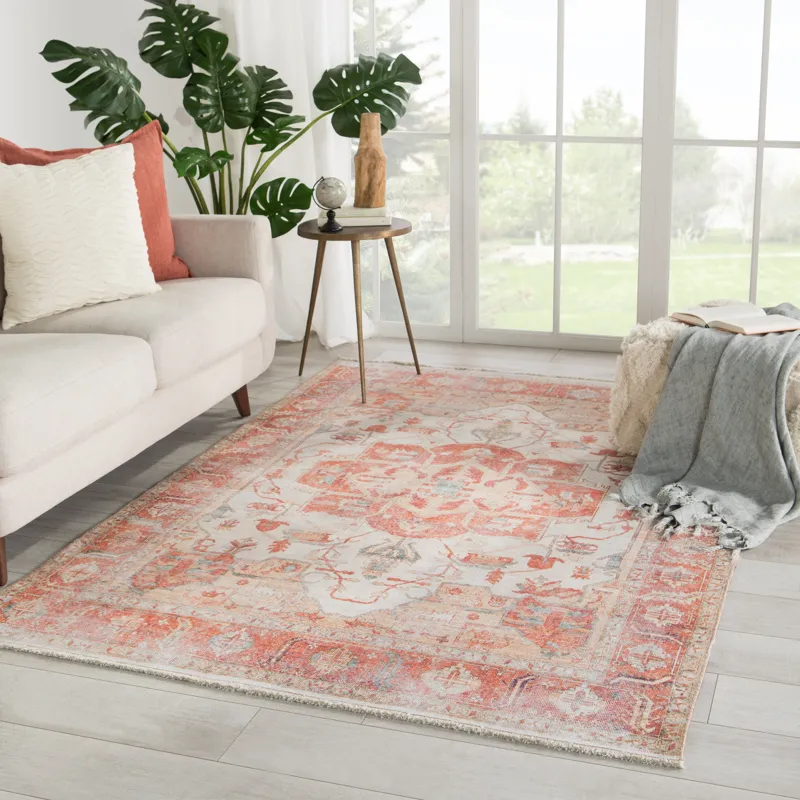Boheme Rhoda Medallion Orange/ Ivory Area Rug (4'X6')