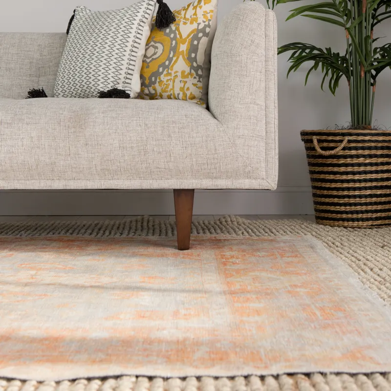 Boheme Patrin Oriental Orange/ Light Gray Area Rug (4'X6')