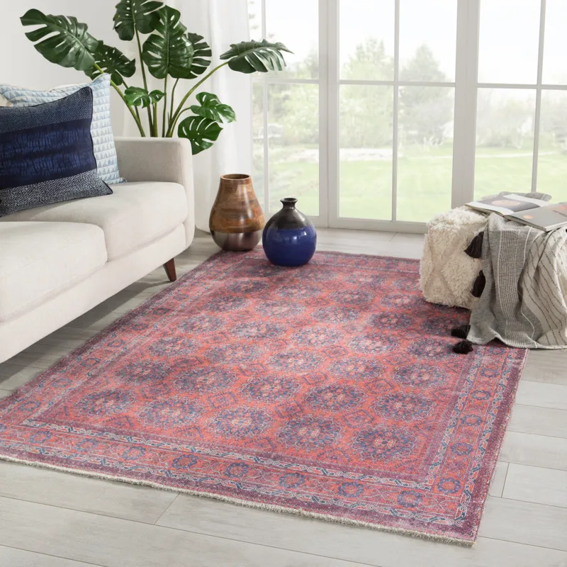 Boheme Shelta Oriental Blue/ Red Area Rug (4'X6')