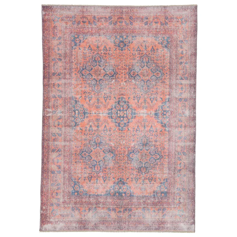 Boheme Menowin Medallion Blue/ Orange Area Rug (4'X6')