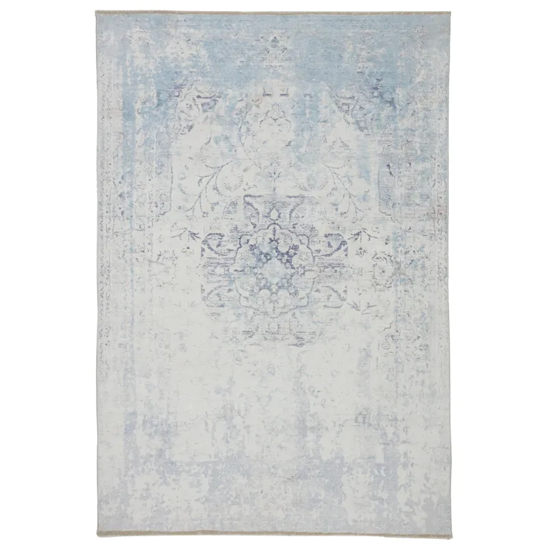 Boheme Contessa Medallion Blue/ White Area Rug (4'X6')