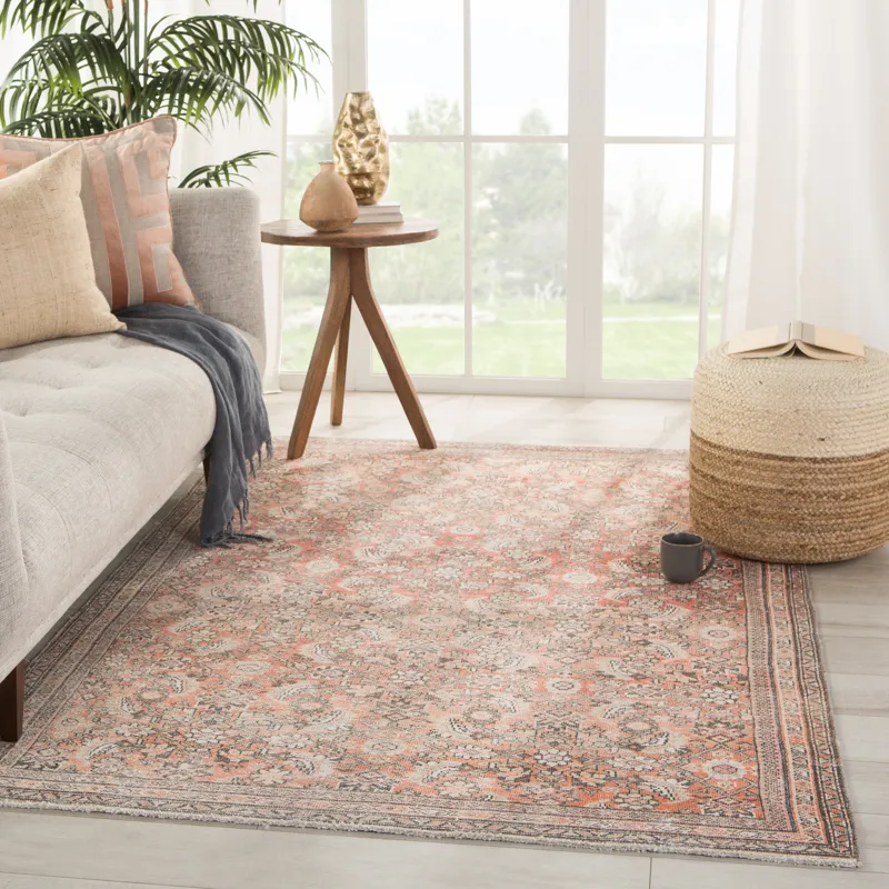 Boheme Thistle Oriental Orange/ Cream Area Rug (4'X6')