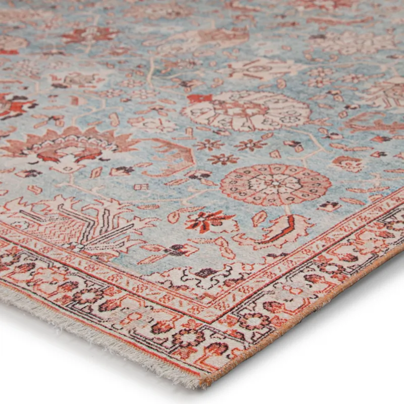 Boheme Poppy Oriental Light Blue/ Orange Area Rug (4'X6')