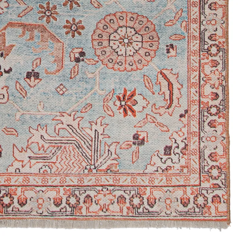 Boheme Poppy Oriental Light Blue/ Orange Area Rug (4'X6')