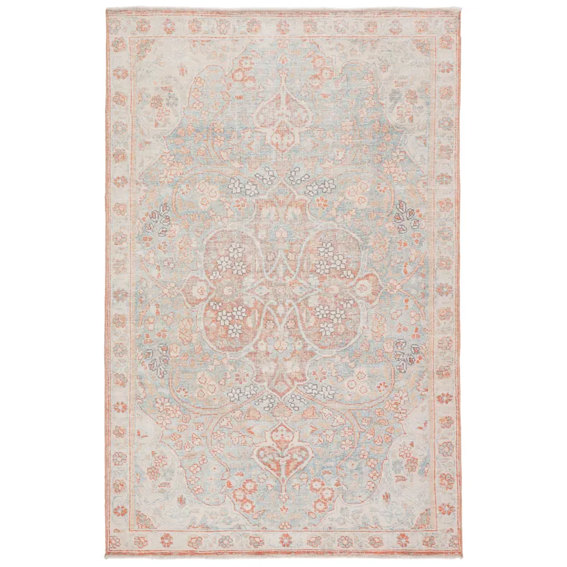 Boheme Fay Medallion Orange/ Light Blue Area Rug (4'X6')
