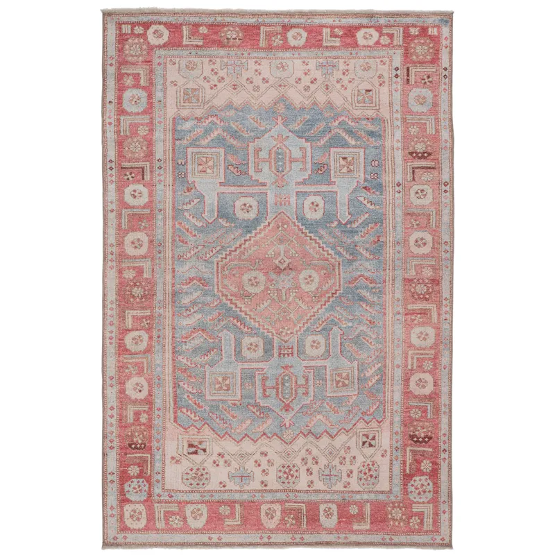 Boheme Fiddler Medallion Pink/ Blue Area Rug (4'X6')