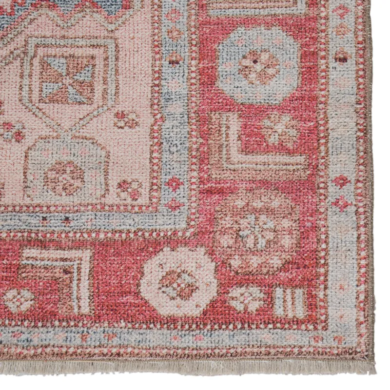 Boheme Fiddler Medallion Pink/ Blue Area Rug (4'X6')