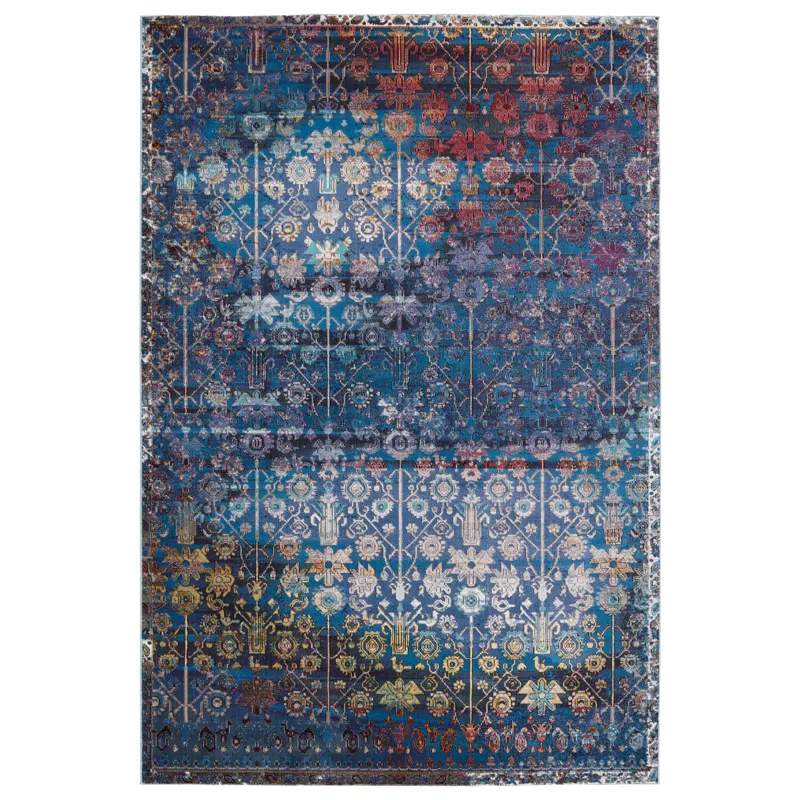 Borealis Vibe by  Izar Trellis Blue/ Red Area Rug (10'X14')