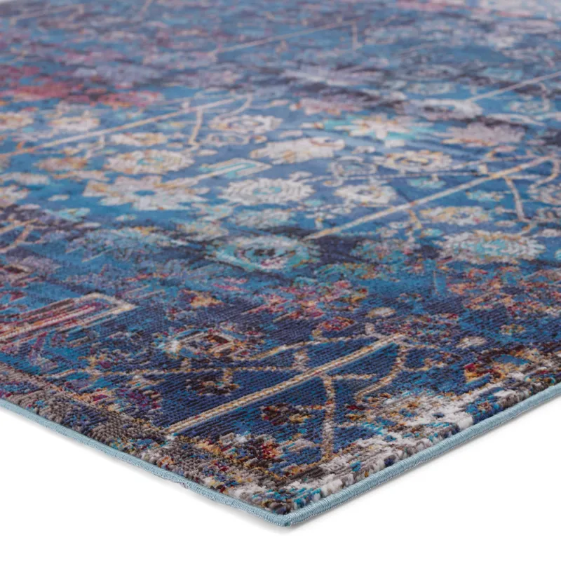 Borealis Vibe by  Izar Trellis Blue/ Red Area Rug (10'X14')