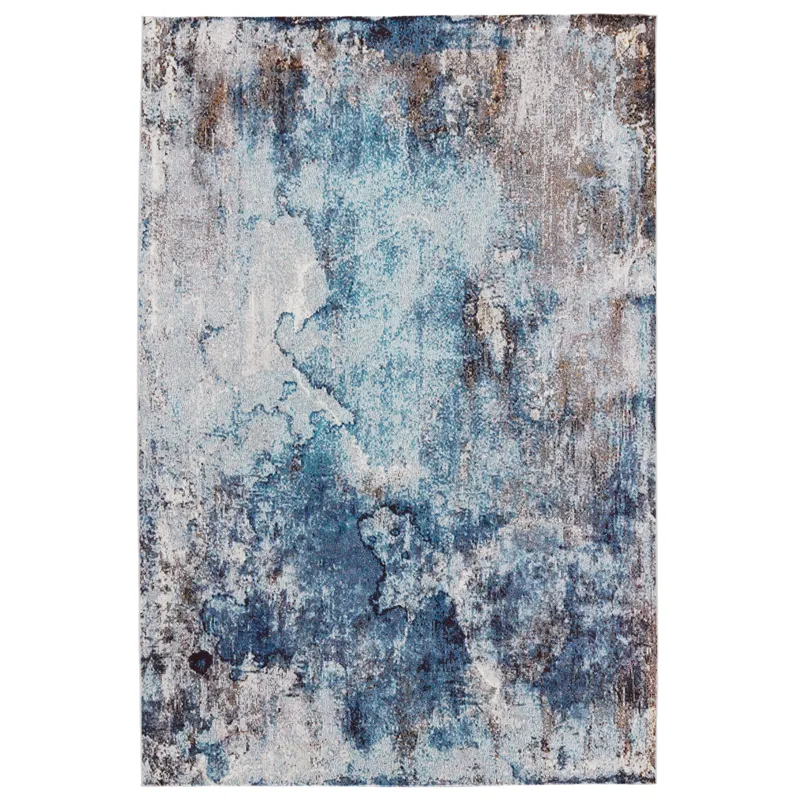 Borealis Vibe by  Comet Abstract Blue/ Brown Runner Rug (3'X8')