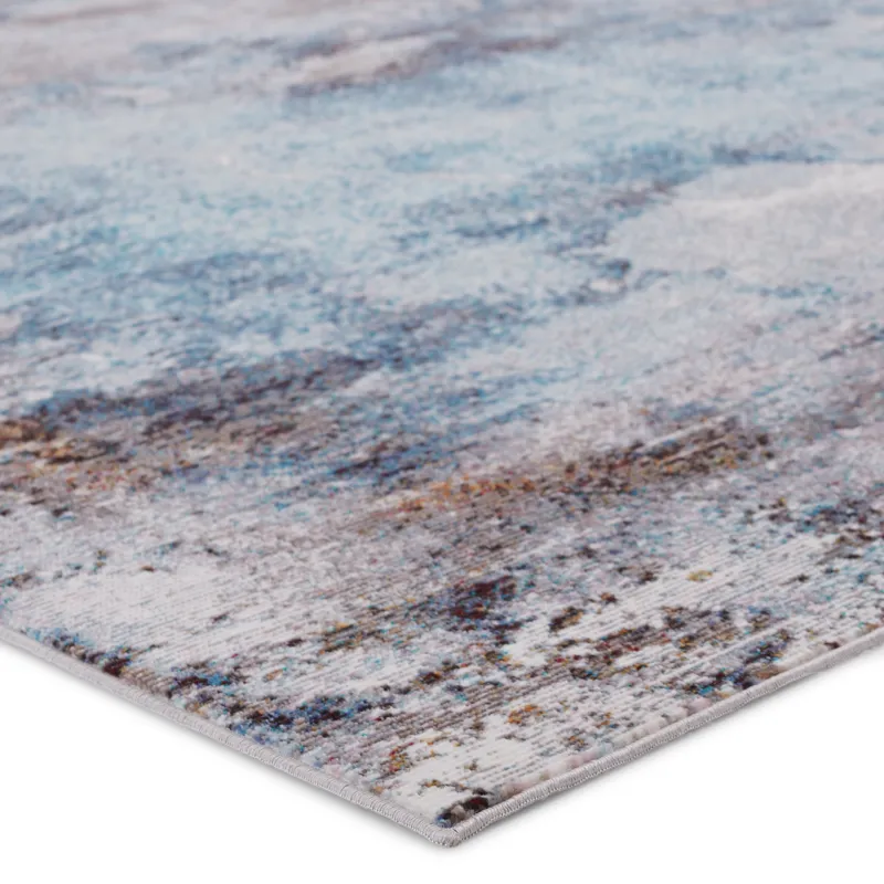 Borealis Vibe by  Comet Abstract Blue/ Brown Runner Rug (3'X8')