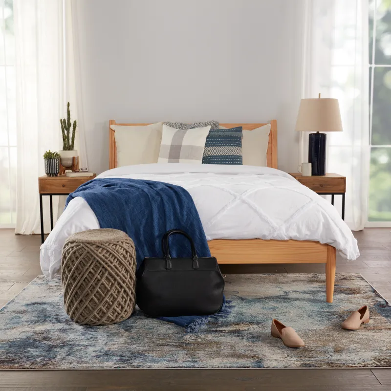 Borealis Vibe by  Comet Abstract Blue/ Brown Runner Rug (3'X8')