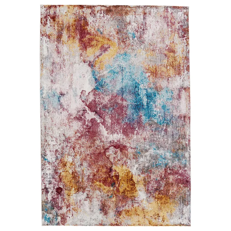 Borealis Vibe by  Comet Abstract Multicolor/ Red Area Rug (10'X14')