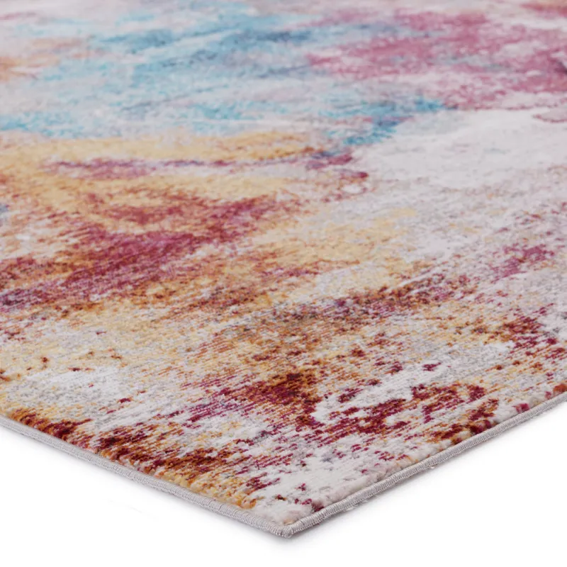 Borealis Vibe by  Comet Abstract Multicolor/ Red Area Rug (10'X14')
