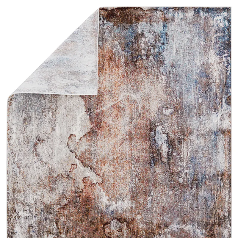 Borealis Vibe by  Comet Abstract Brown/ Blue Area Rug (8'X10')