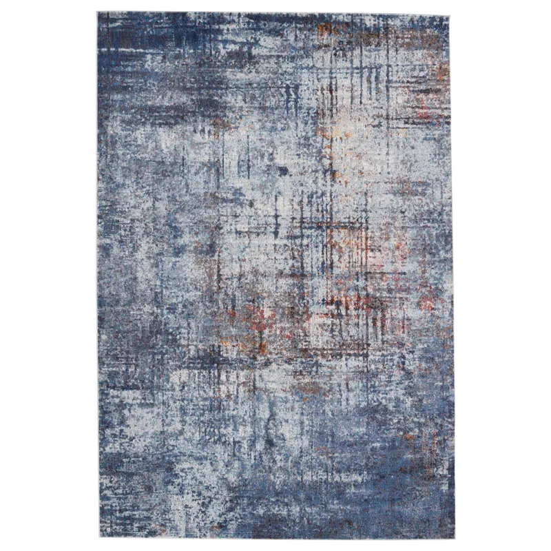 Borealis Vibe by  Donati Abstract Blue/ Orange Runner Rug (3'X8')