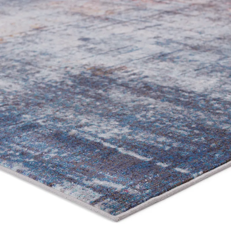 Borealis Vibe by  Donati Abstract Blue/ Orange Runner Rug (3'X8')