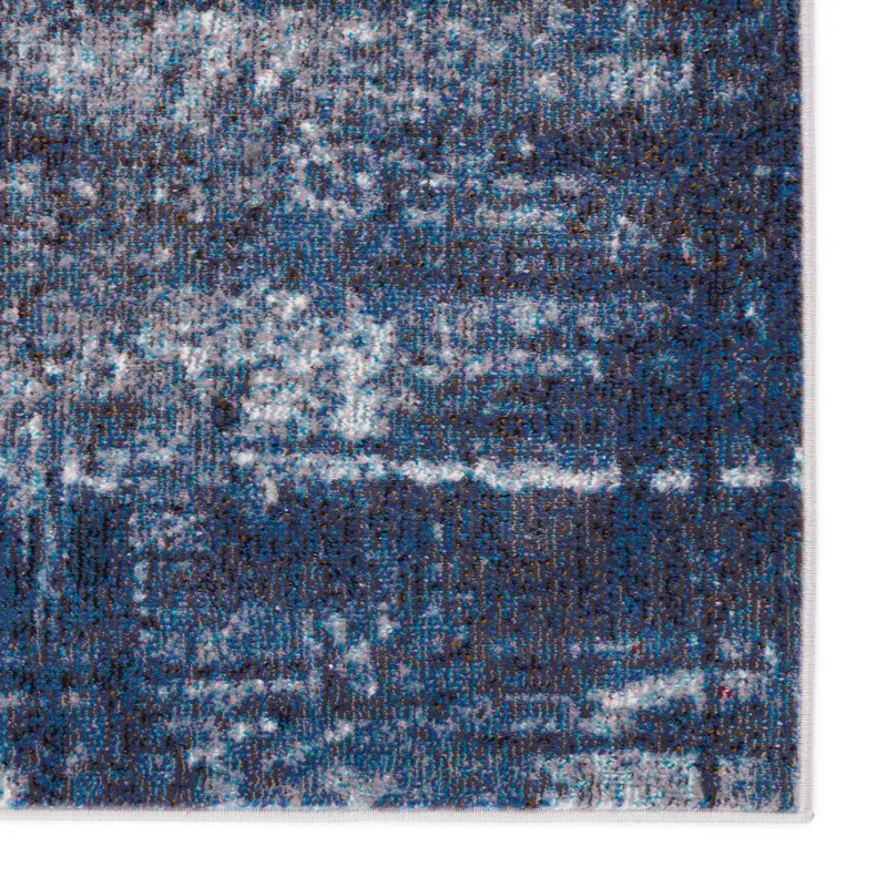 Borealis Vibe by  Donati Abstract Blue/ Orange Runner Rug (3'X8')