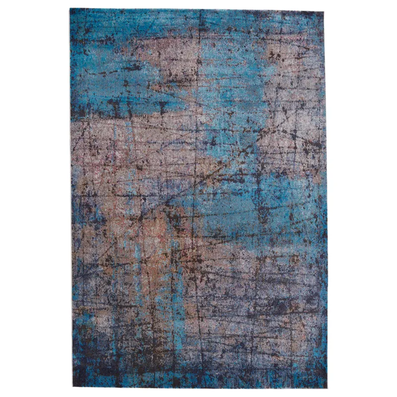Borealis Vibe by  Hoku Abstract Blue/ Brown Area Rug (8'X10')