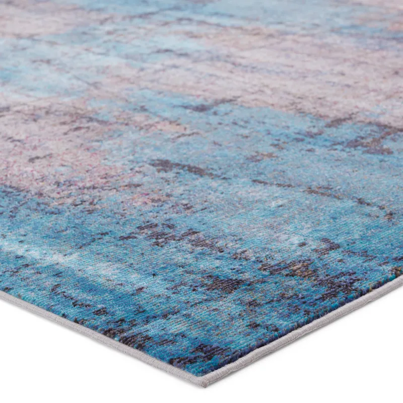 Borealis Vibe by  Hoku Abstract Blue/ Brown Area Rug (8'X10')