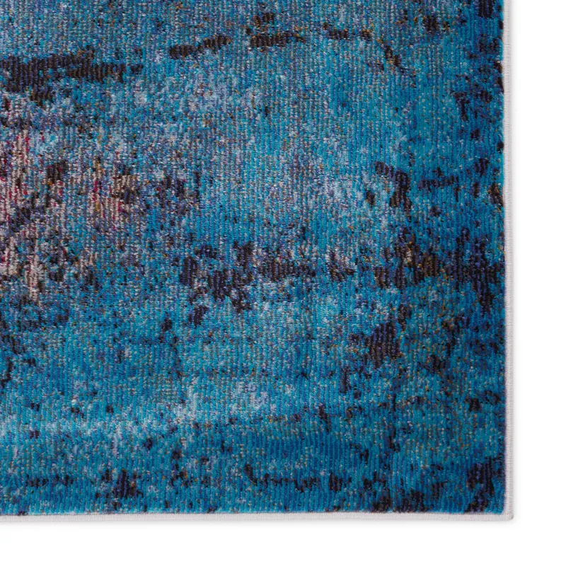 Borealis Vibe by  Hoku Abstract Blue/ Brown Area Rug (8'X10')
