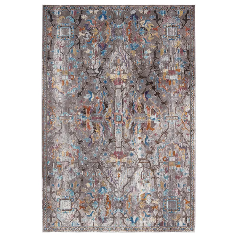 Borealis Vibe by  Namid Trellis Gray/ Multicolor Area Rug (9'X12')
