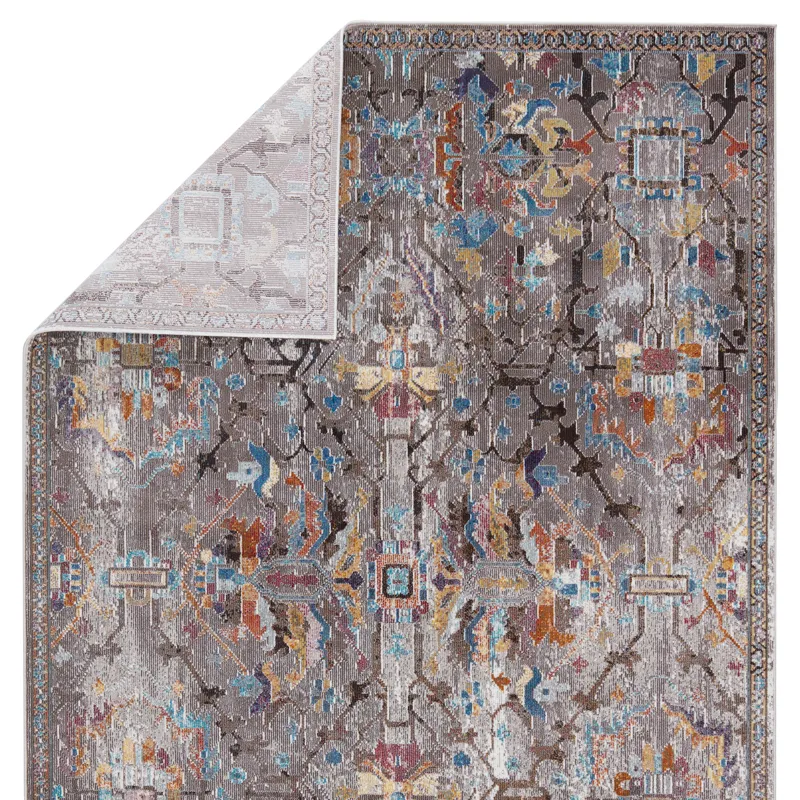 Borealis Vibe by  Namid Trellis Gray/ Multicolor Area Rug (9'X12')