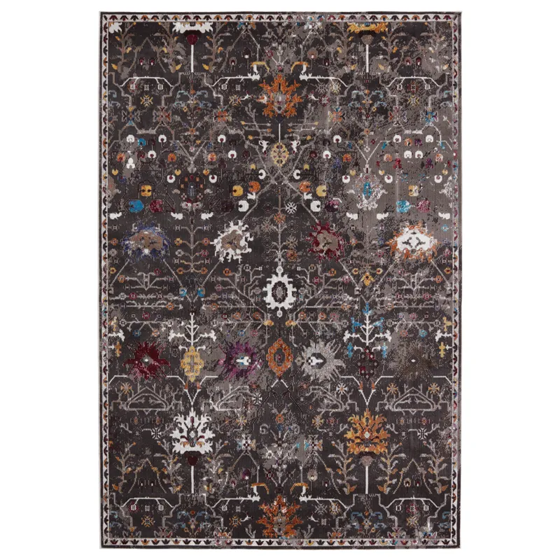 Borealis Vibe by  Zaniah Trellis Black/ Multicolor Area Rug (10'X14')
