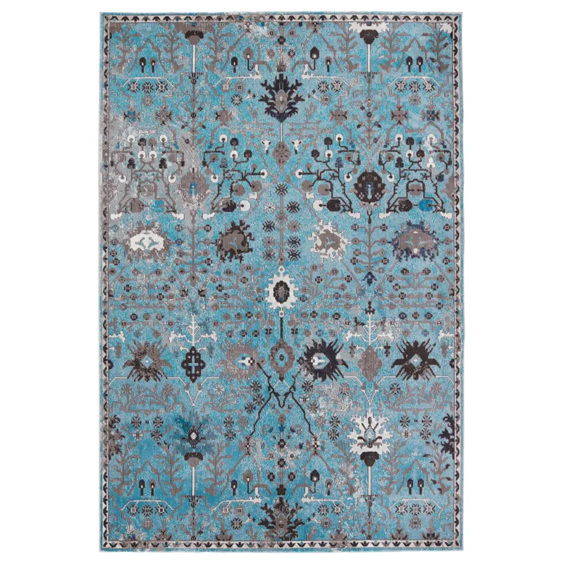 Borealis Vibe by  Zaniah Trellis Light Blue/ Gray Area Rug (10'X14')