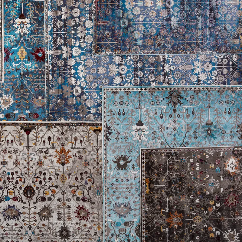 Borealis Vibe by  Zaniah Trellis Light Blue/ Gray Area Rug (10'X14')