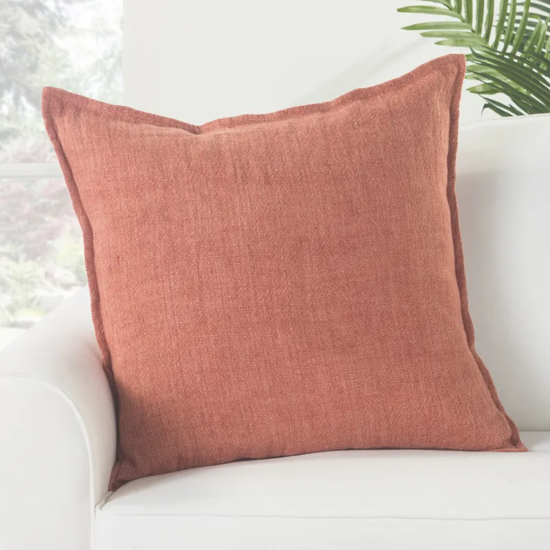 Burbank Blanche Solid Red Poly Throw Pillow 22 inch
