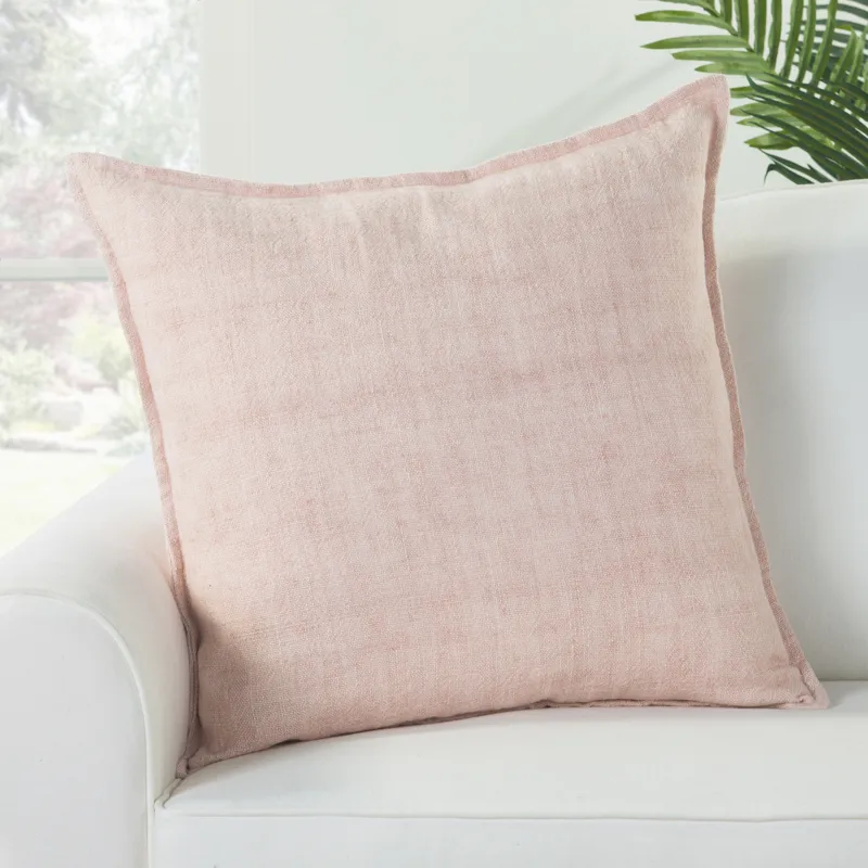 Burbank Blanche Solid Light Pink Down Throw Pillow 22 inch