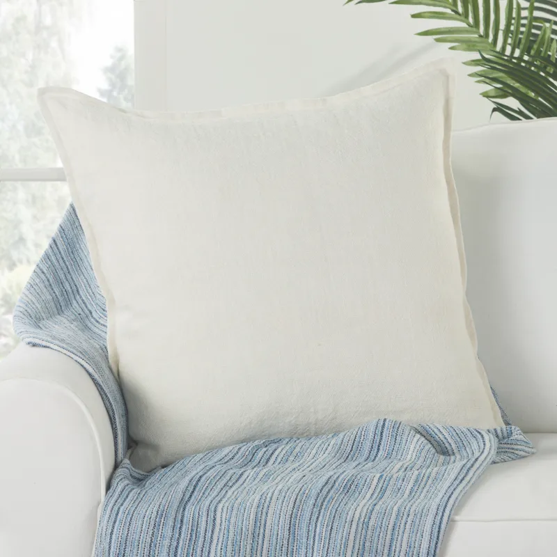 Burbank Blanche Solid Ivory Poly Throw Pillow 22 inch