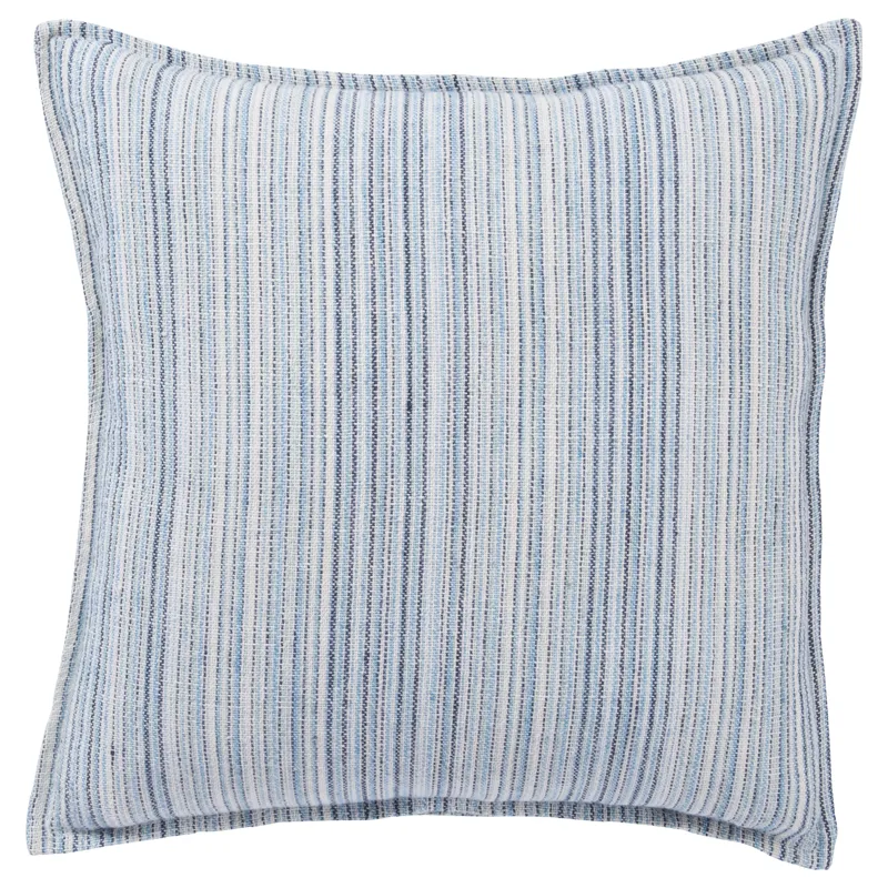 Burbank Taye Stripe Blue/ White Poly Throw Pillow 22 inch