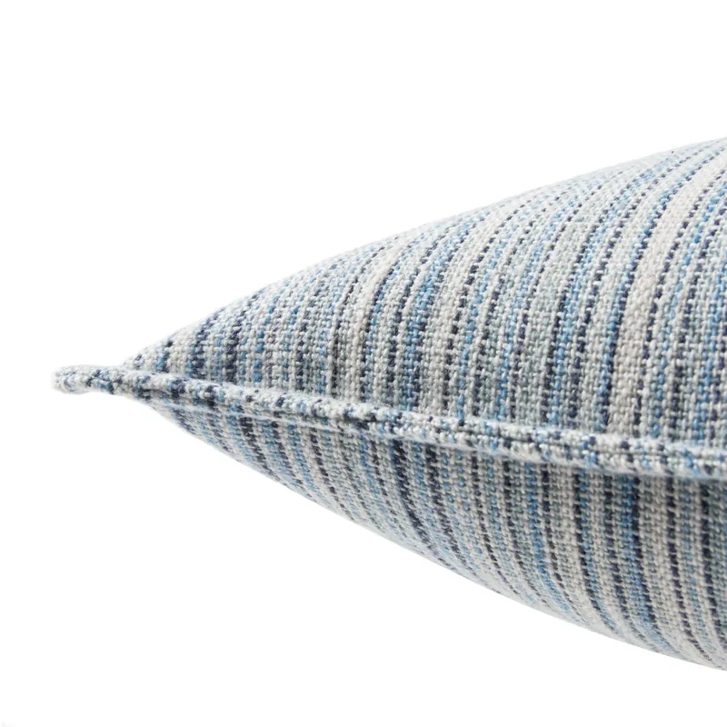 Burbank Taye Stripe Blue/ White Poly Throw Pillow 22 inch