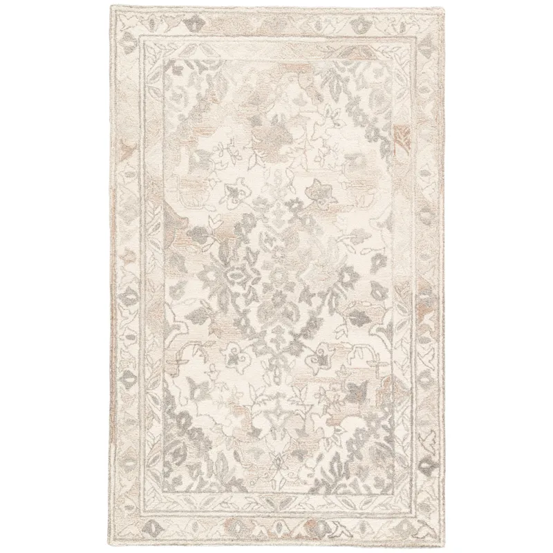 Bristol Arabia Handmade Floral White/ Gray Area Rug (8'X10')
