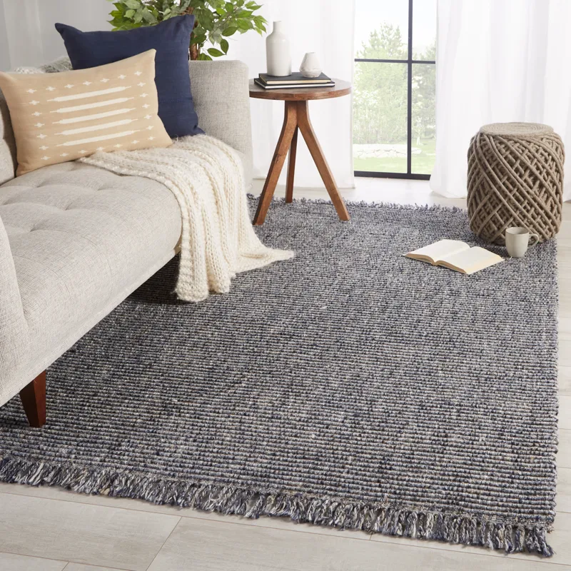 Breathe Easy Caraway Handwoven Solid Blue/ Gray Area Rug (9'X12')